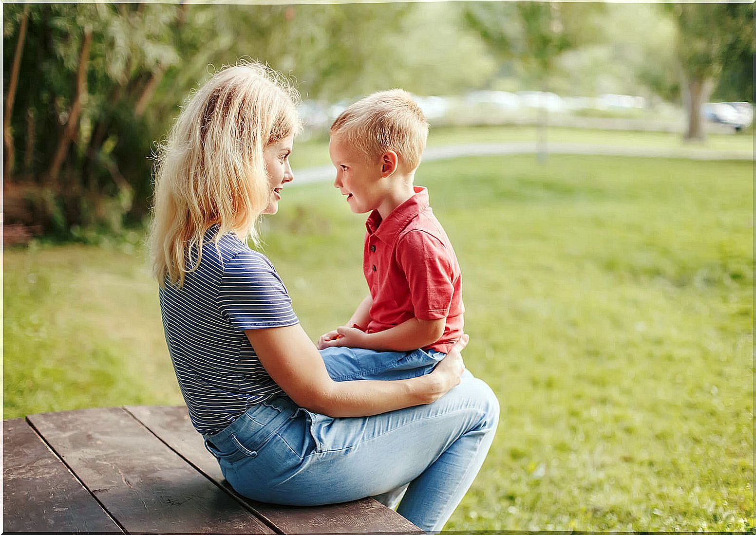 Mother talking to her child about being an only child.