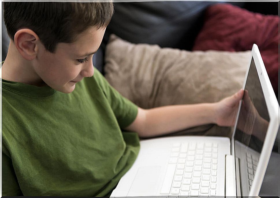 Child with a computer with internet access.