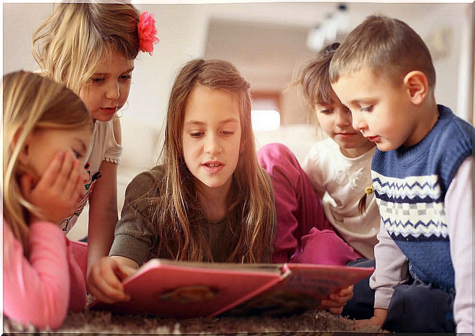 Children reading one of the children's books to improve attention and concentration.