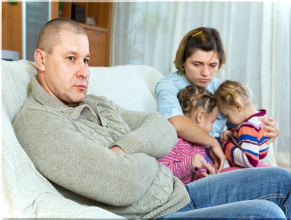 Parents with their children after an argument thinking of looking for a parental coordinator.