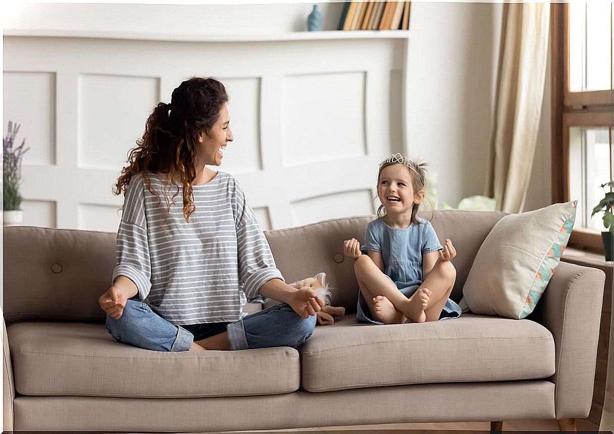 Mother having fun and relaxing with her daughter.