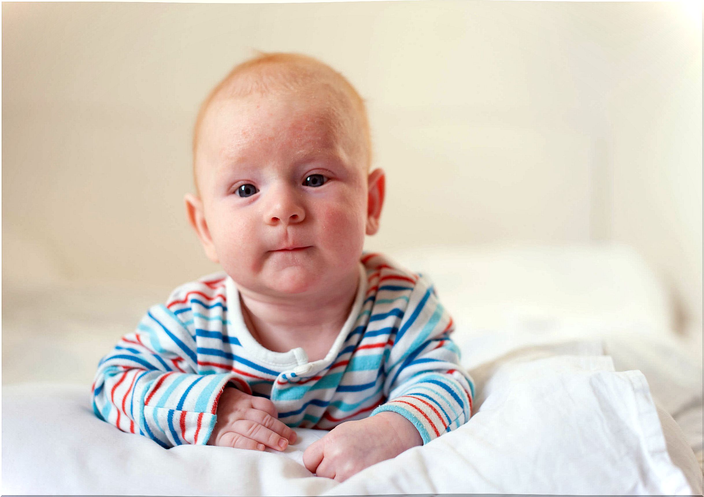 Baby with atopic dermatitis, one of the most common rashes in children.