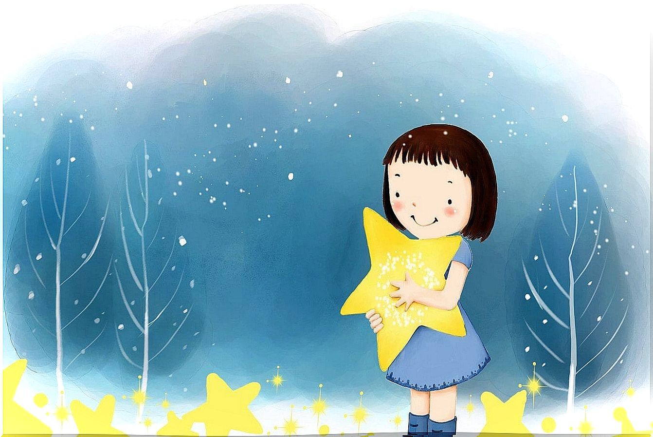 girl with star enjoying her childhood