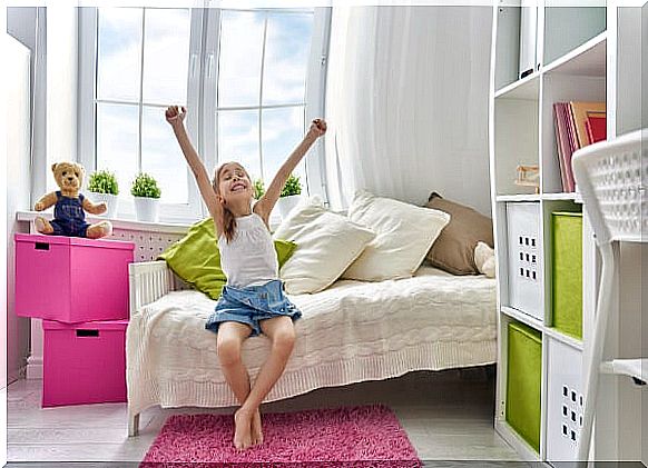 Little girl in her new bedroom